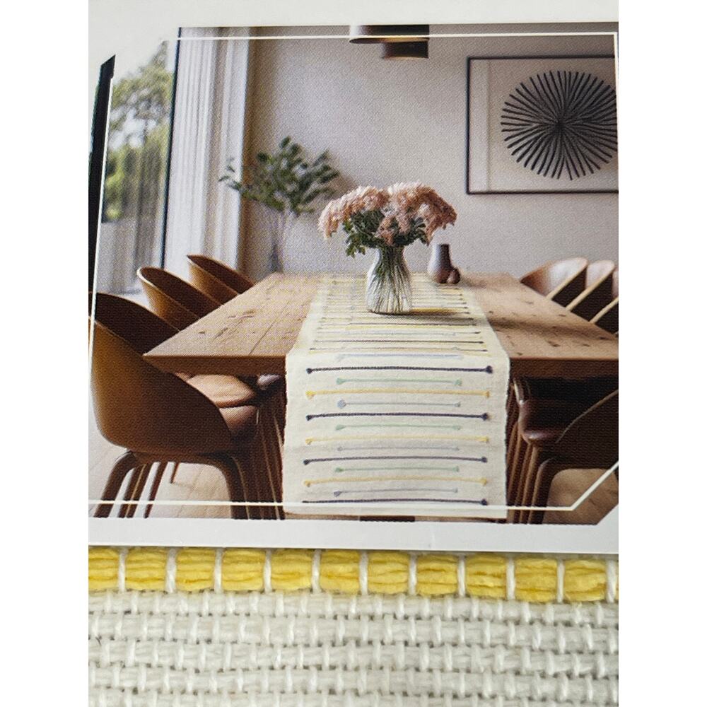 Room and Retreat NWT Table Runner 100% Cotton 14inx72in Neutrals Color Stripes